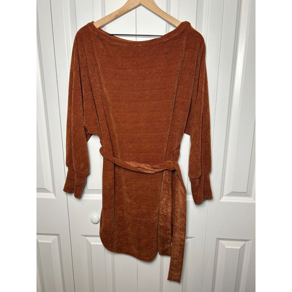 Bijou Apparel Cognac Dolman Craze Belted Knit Sweater Dress M